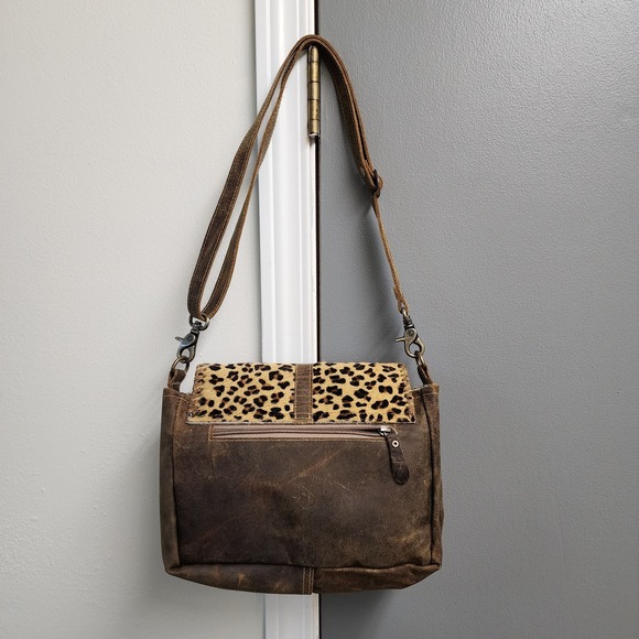 Myra Bag Crossbody Women's Purse Swish Leather and Hairon Bag Cheetah Print - Picture 5 of 12